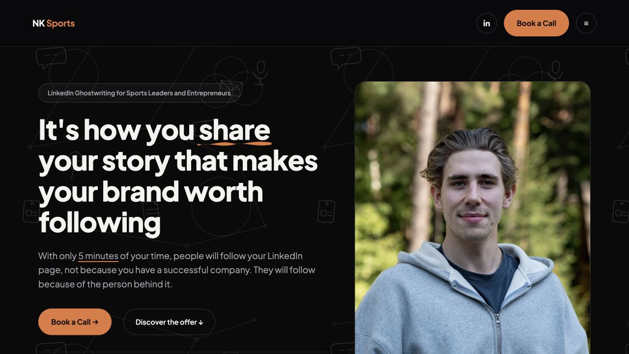 NK Sports ghostwriting website homepage