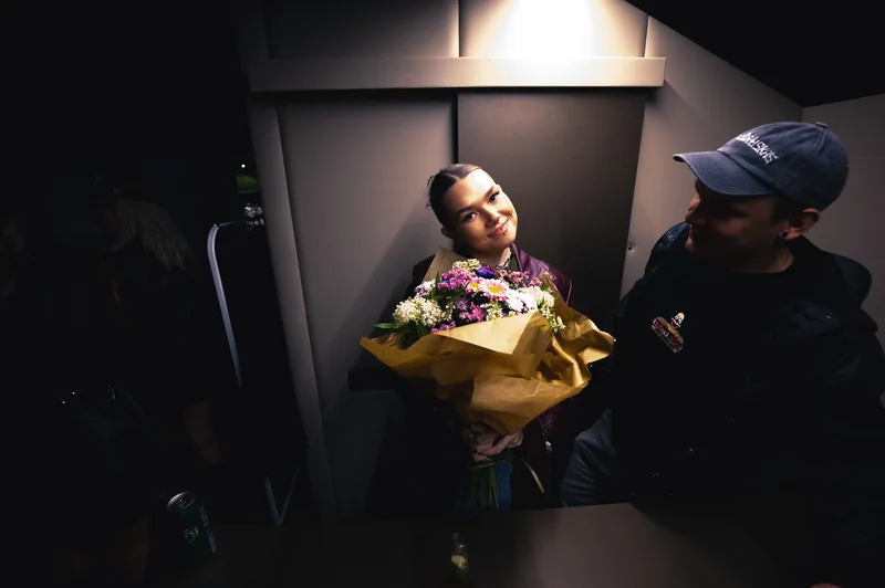 Isolated bouquet portrait under a single light
