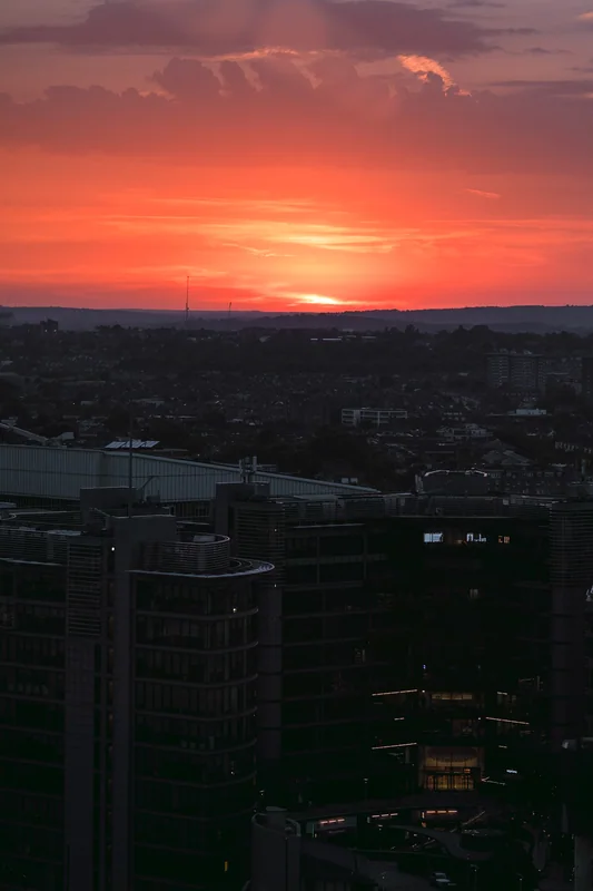 Sunset above the city viewed from CE LA VI